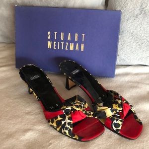 Stuart Weizmann Leopard Red Silk Knot slideon